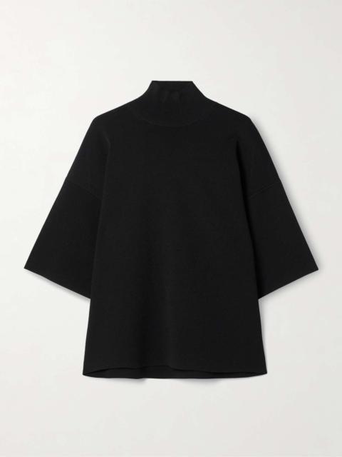 Stretch-jersey turtleneck top Black