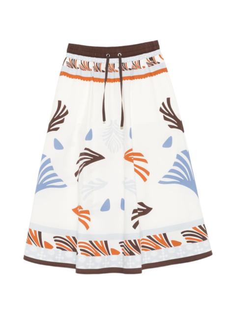drawstring patterned midi skirt