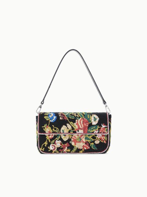 STAUD TIMMY CONVERTIBLE SHOULDER BAG BLACK FLORAL