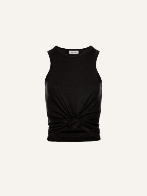 Knotted tank top in black