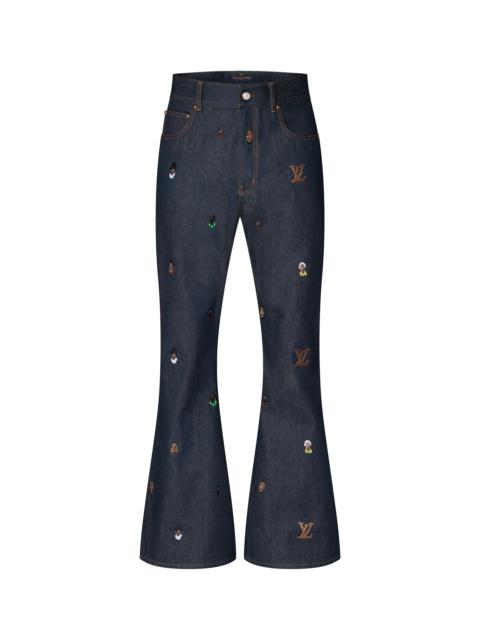 Embroidered Bootcut Denim Pants