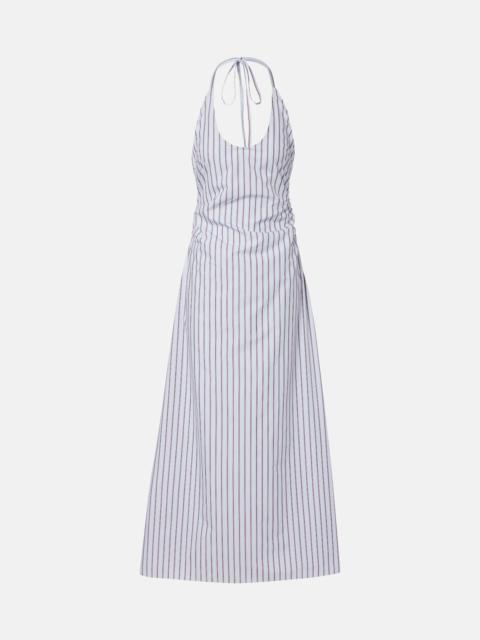 Pinstripe cotton-blend maxi dress