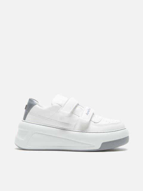 Leather Velcro Sneakers - Grey/optic white