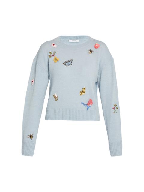 Embellished Alpaca-Blend Sweater light blue