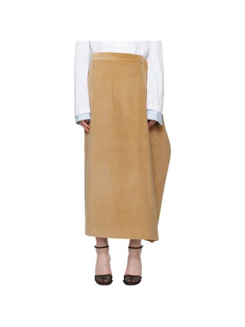 Beige Oversized Straight Midi Skirt