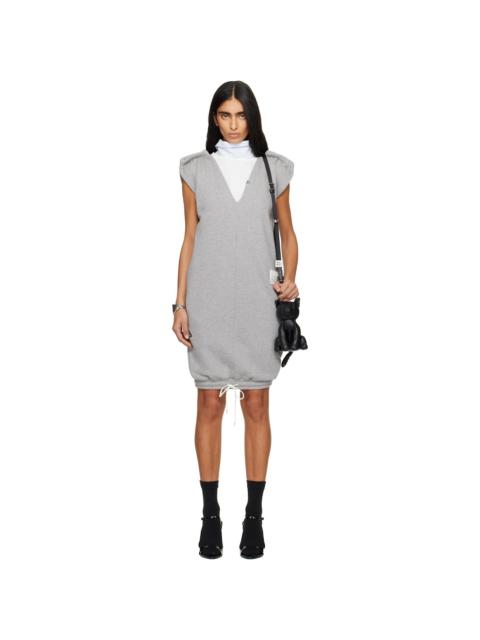 Gray Reversed Sweat Pants Midi Dress