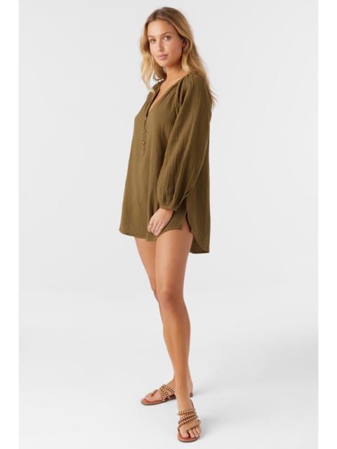 Krysten Crinkle Double Gauze Tunic Swim Cover-Up