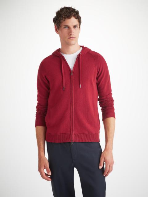 Derek Rose Men's Hoodie Finley Cashmere Cardinal Red REVERSIBLE