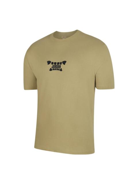 Men's Air Jordan Logo Alphabet Printing Round Neck Cotton Short Sleeve Green T-Shirt DX5970-718