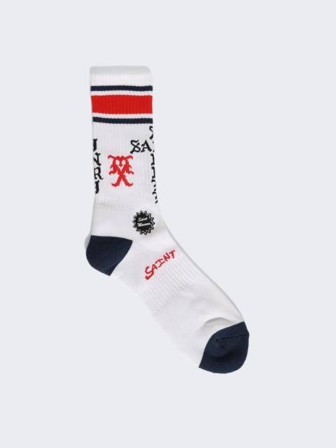 Sinner Socks White, Red, And Blue