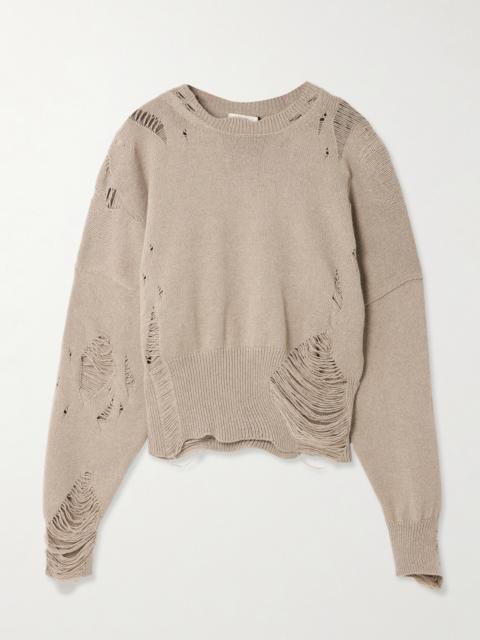 Marcy Distressed Cotton And Wool-blend Sweater