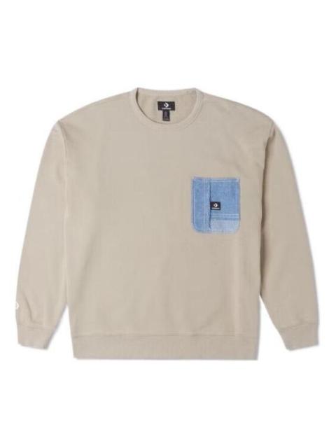 Converse Denim Patchwork Crew Sweatshirt 'Beach Stone' 10025519-A01
