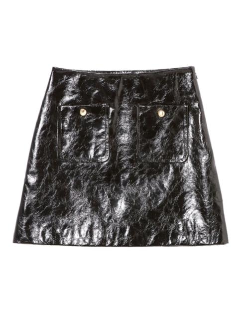 pocket-detail leather skirt