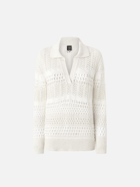 PERFORATED COTTON SWEATER WITH COLLAR
