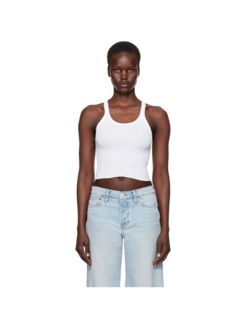 White Hanes Edition Cropped Ribbed Tank Top