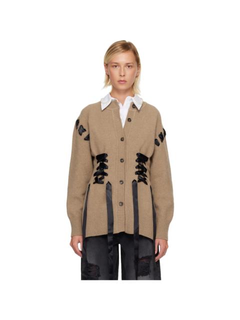 Tan Sculpted Ribbon Corset Cardigan