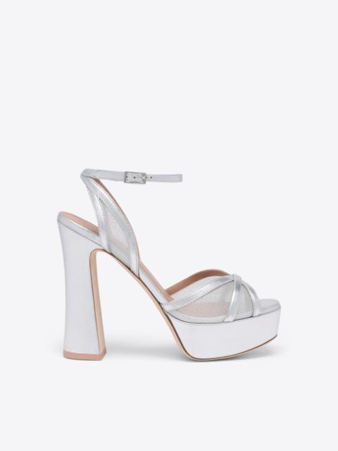 Sylvie 125 Silver Metallic Mesh Platform Sandals