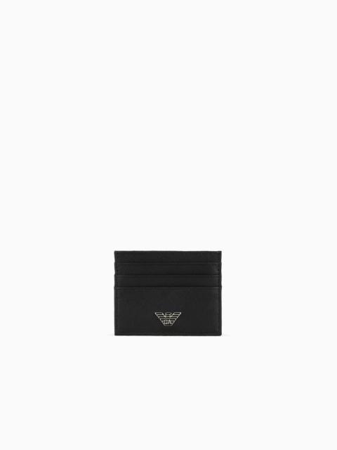 ASV regenerated Saffiano leather card holder with eagle plate
