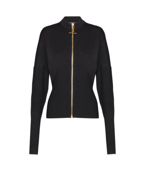 Zipped knit cardigan