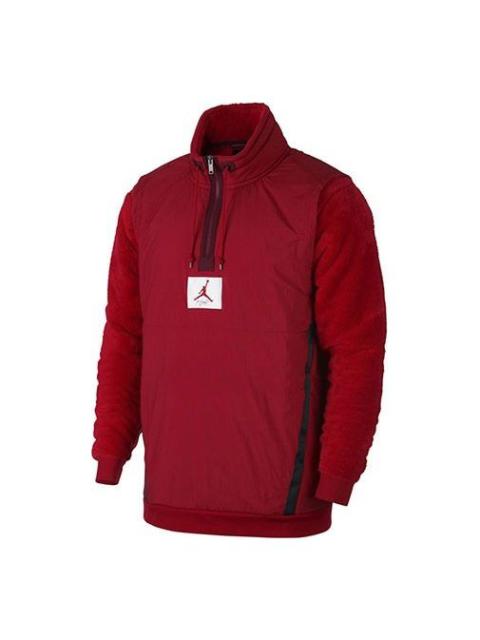 Air Jordan Pullover Fleece Lined Sports Jacket Red AH6256-687