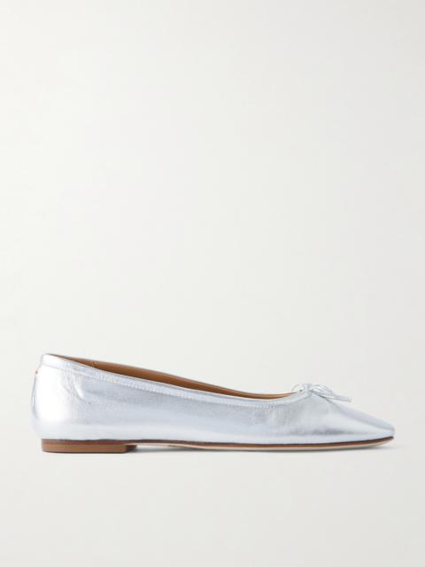 Delfina Bow-detailed Metallic Leather Ballet Flats
