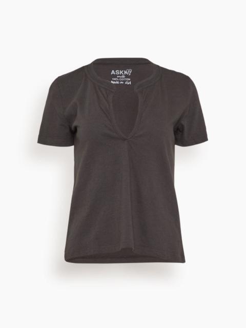 Classic Henley Tee in Stone Black