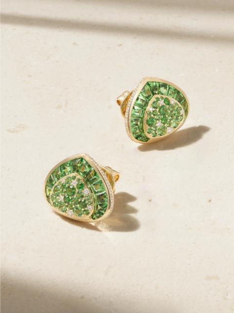 Dora 18-karat Gold, Tsavorite And Diamond Earrings