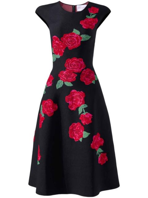 floral-jacquard midi dress