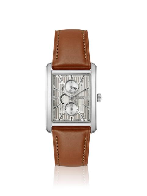 SILVER-TONE WATCH WITH TEXTURED SKELETON DIAL