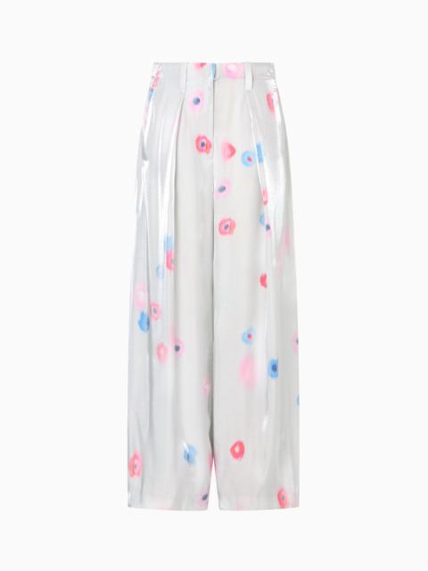 FLUID VISCOSE TROUSERS WITH PLEATS AND ALL-OVER FLORAL PRINT