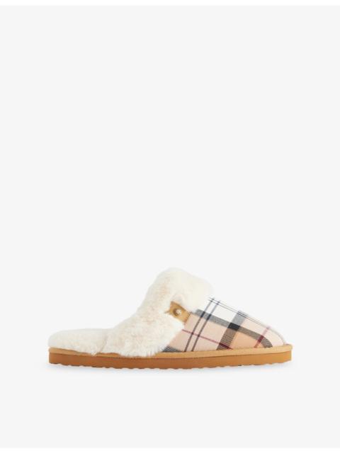 Claudia Fabric and Faux-Fur Slippers