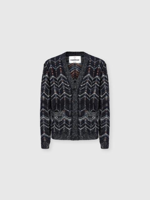 Cotton chevron cardigan with ribbed trims
