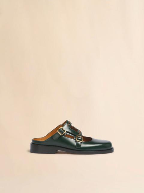 DEEP GREEN LEATHER BAMBI 3.0 LOAFER WITH DOUBLE BUCKLE