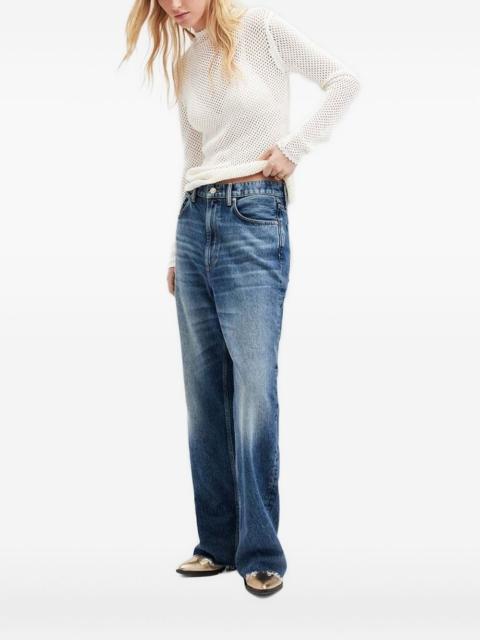 mock-neck fishnet knitwear