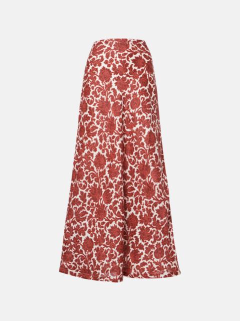 Antibes printed linen maxi skirt