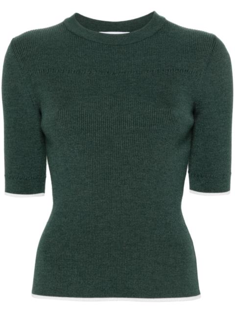contrasting-trim ribbed jumper