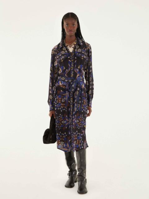 Black Arabesque Mix Scarves Midi Dress