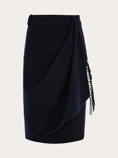 Wrap skirt with fringe detail