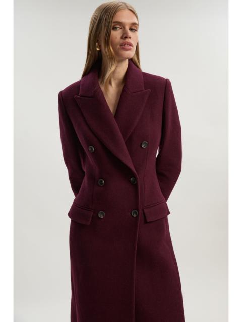 Wool Double Breasted Tailored Midi Coat