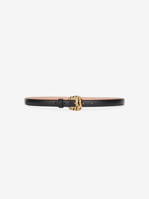 Solid-Color Slim Belt With Bejeweled Buckle
