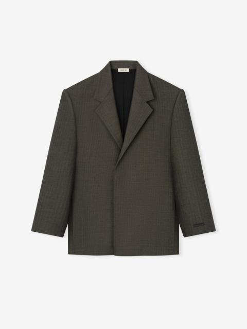 Chevron Wool Single Breasted Blazer