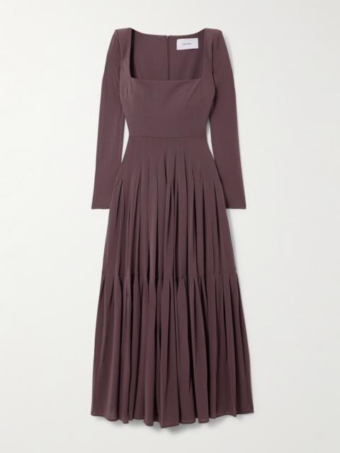 Tiered Pleated Recycled Stretch-crepe Maxi Dress