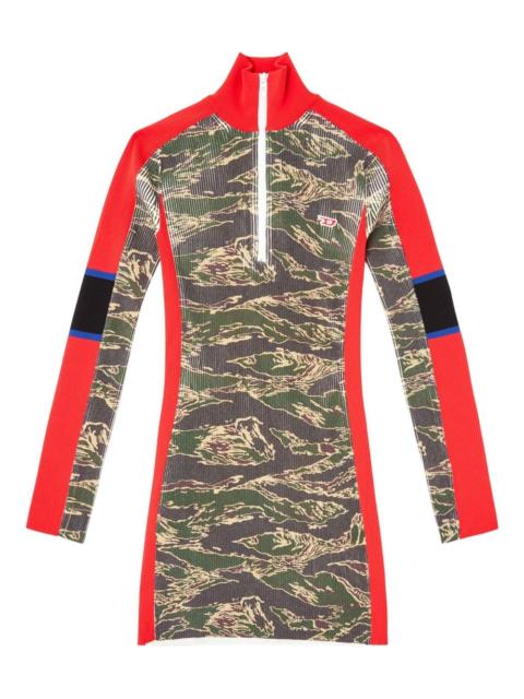 tiger-stripe ribbed dress