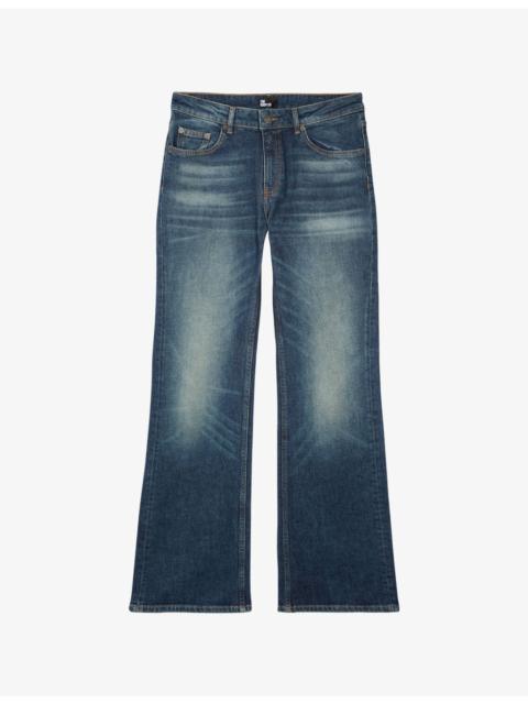 Flared-leg low-rise denim jeans