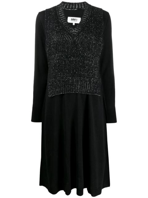 Spliced bib panel dress