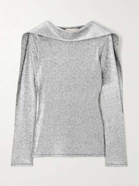Roberta Scarf-detailed Metallic Knitted Top
