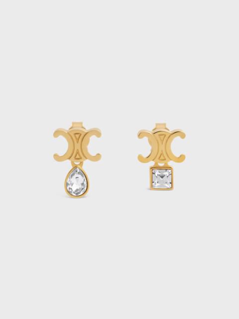 Triomphe Twinkle Earrings in Strass and Brass with Gold Finish