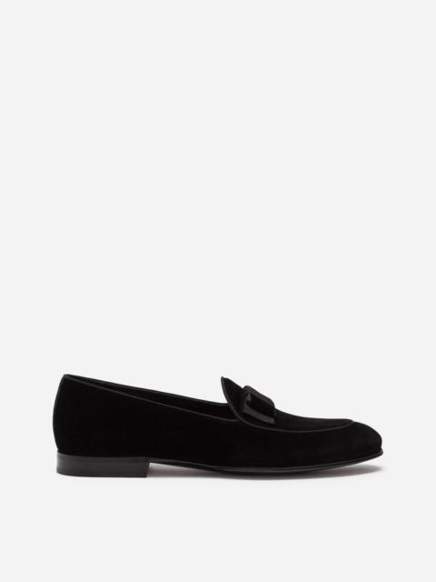 Velvet loafers with bow tie