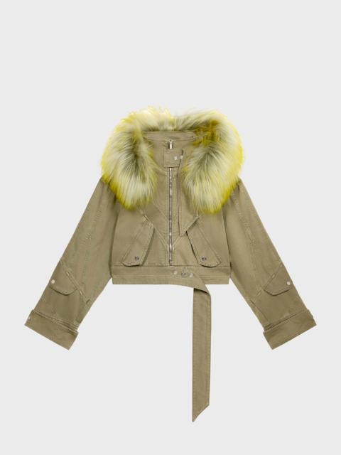 COTTON BULL JACKET WITH FUR