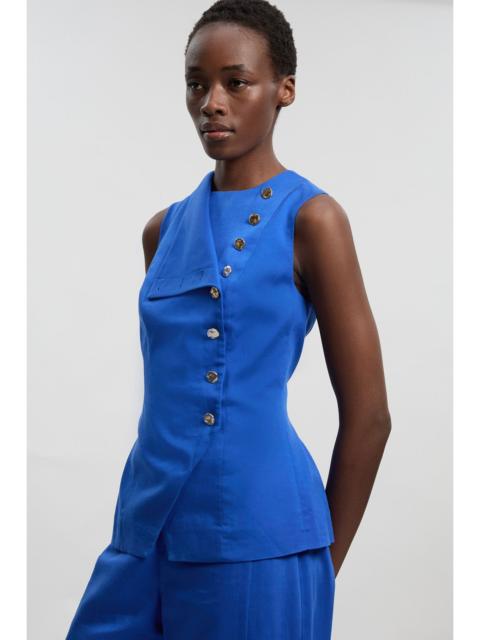 Tailored Linen Button Front Top